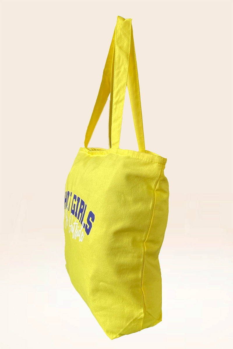 Hot Girls Go Outside Tote Bag | Sunshine Yellow