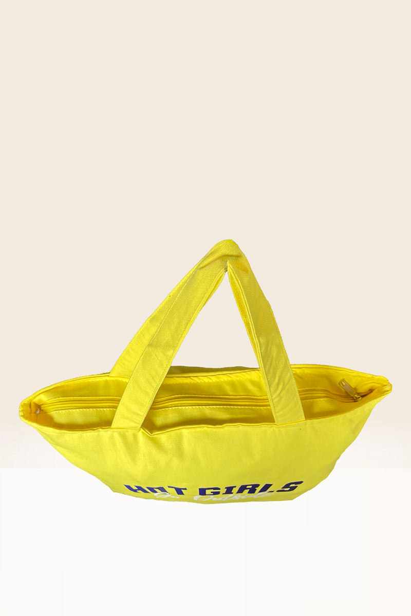 Hot Girls Go Outside Tote Bag | Sunshine Yellow