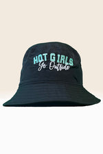 Hot Girls Go Outside Bucket Hat | Black & Seafoam